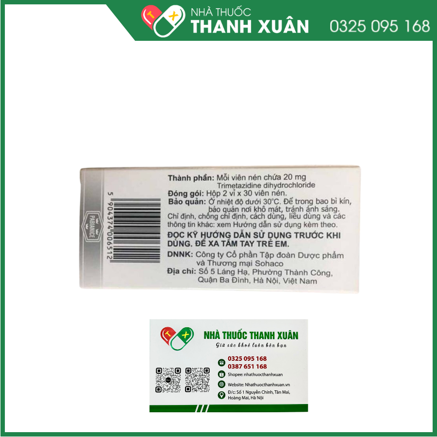 Metazydyna 20mg hỗ trợ điều trị đau thắt ngực ổn định